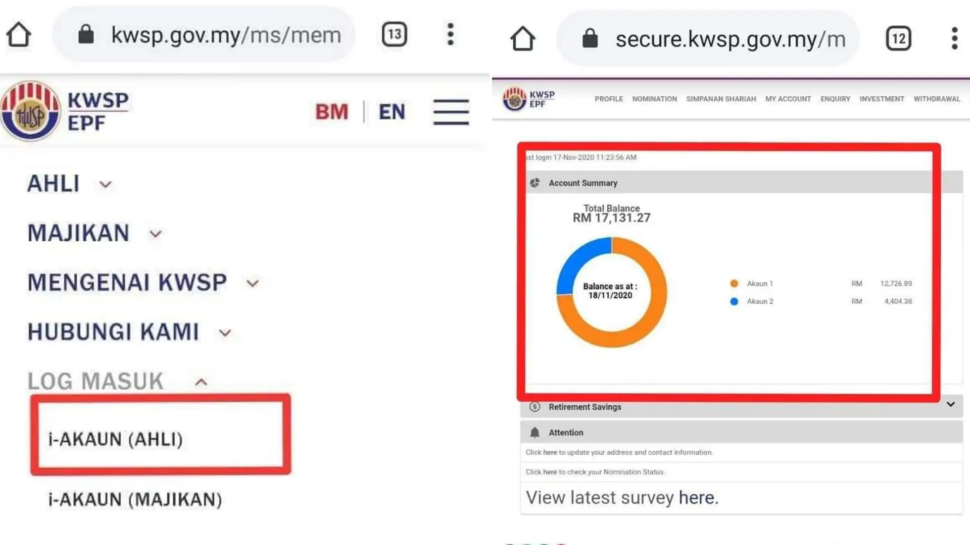 Cara Semak Penyata KWSP Melalui IC dan SMS