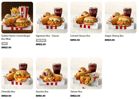 Harga Menu KFC Box Meals
